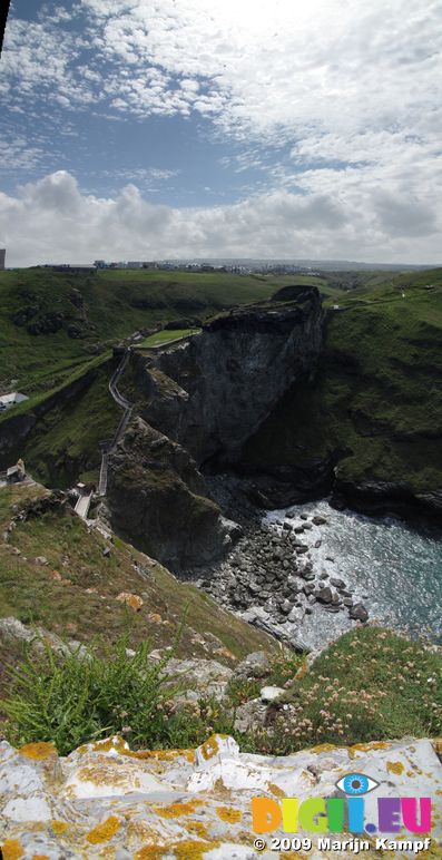 SX07233-07237 View towards Tintagel and mainland courtyard from Tintagel Island